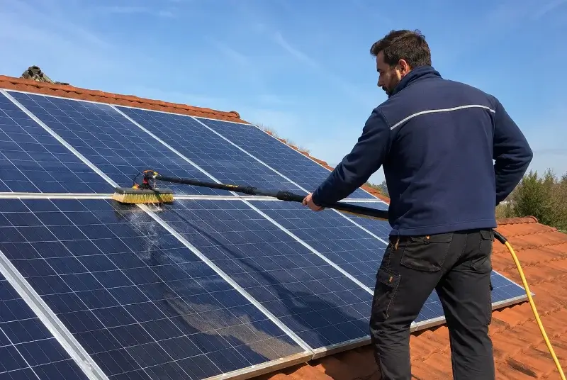 Nettoyage et entretien de panneaux solaires à la Merlatière